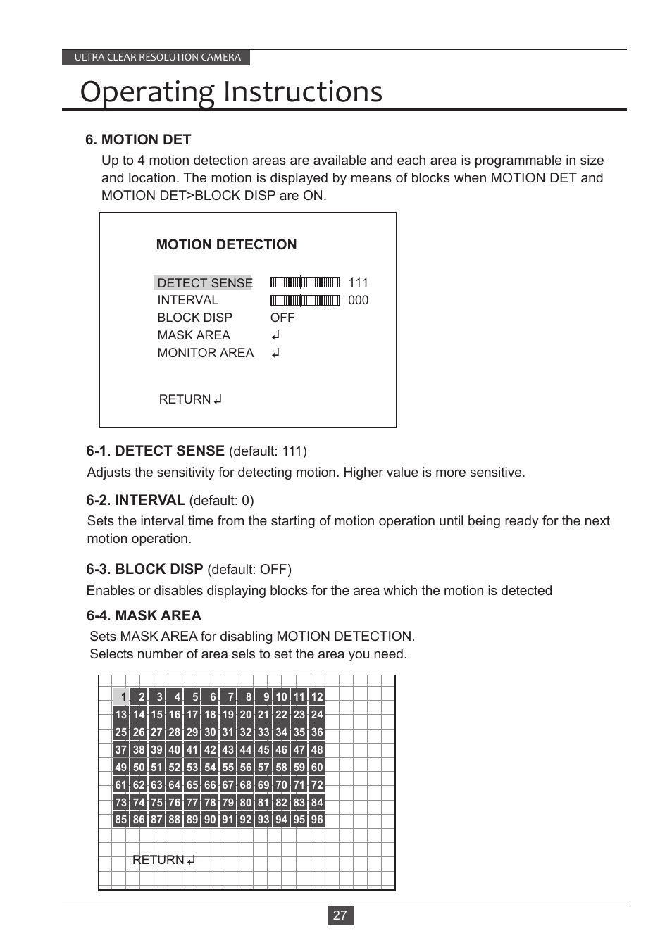 Operating instructions | Eneo VKC-13140F2810IR User Manual | Page 27 / 36