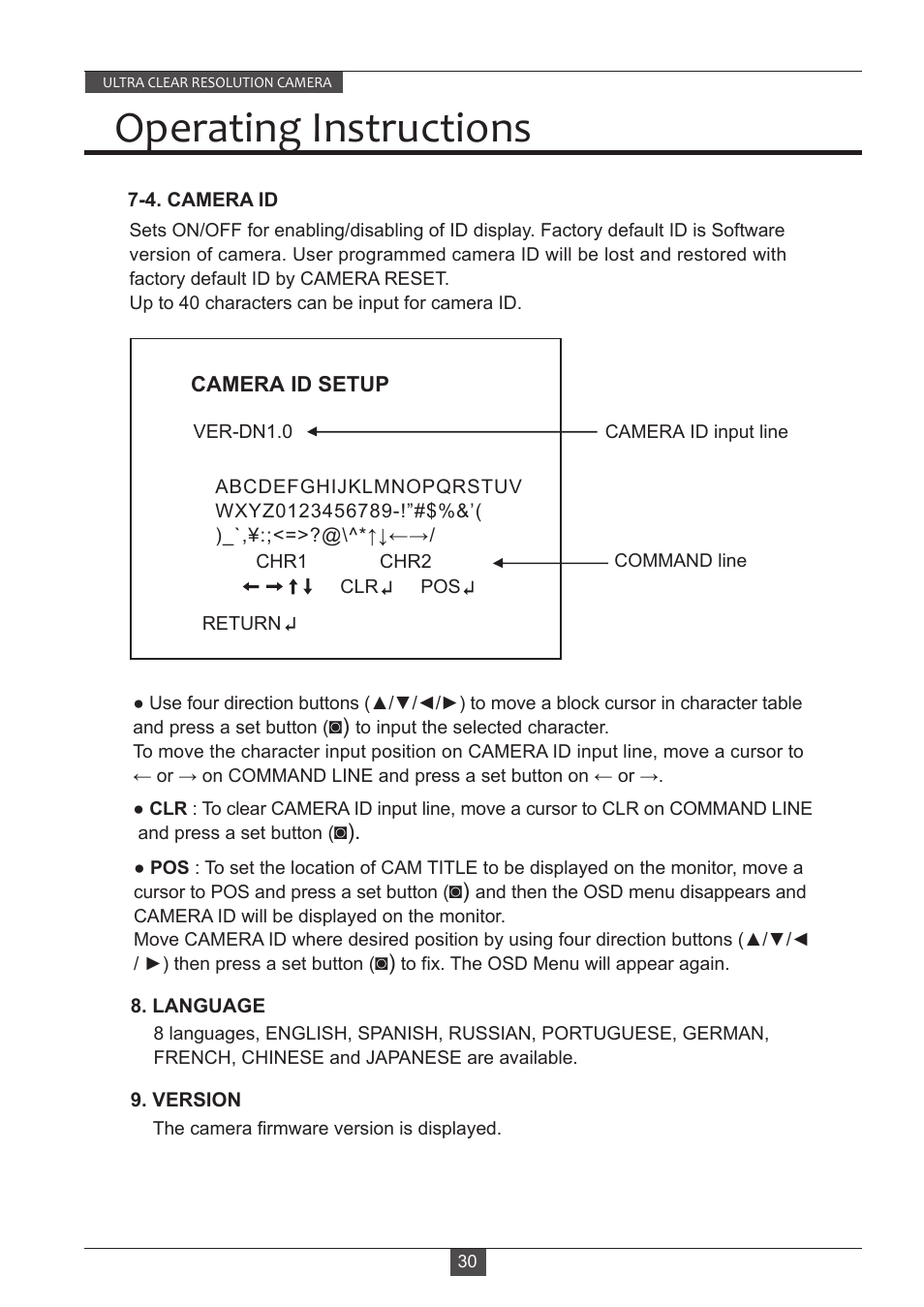 Operating instructions | Eneo VKC-13140F2810IR User Manual | Page 30 / 36