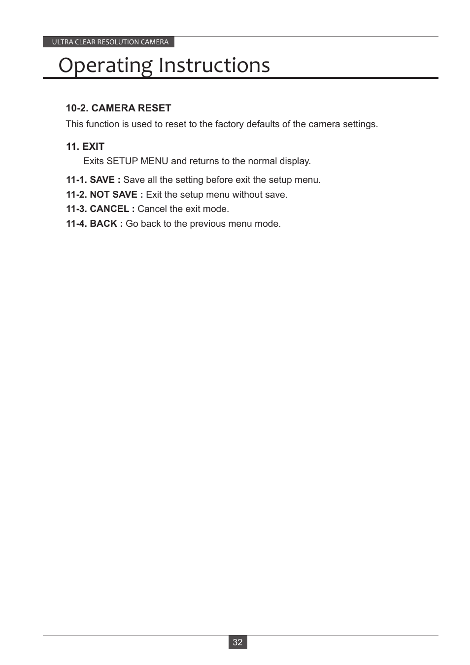 Operating instructions | Eneo VKC-13140F2810IR User Manual | Page 32 / 36