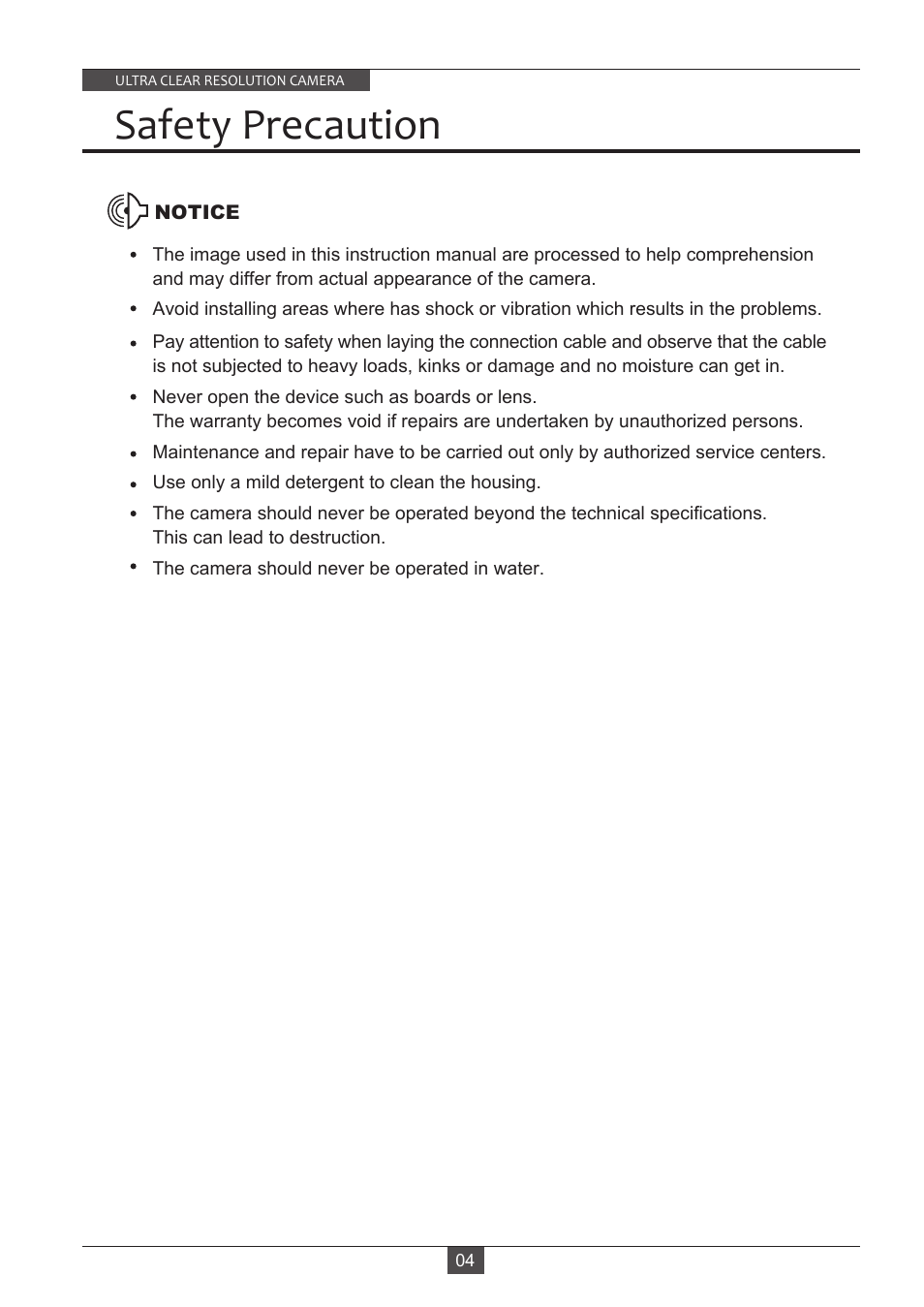 Safety precaution | Eneo VKC-13140F2810IR User Manual | Page 4 / 36