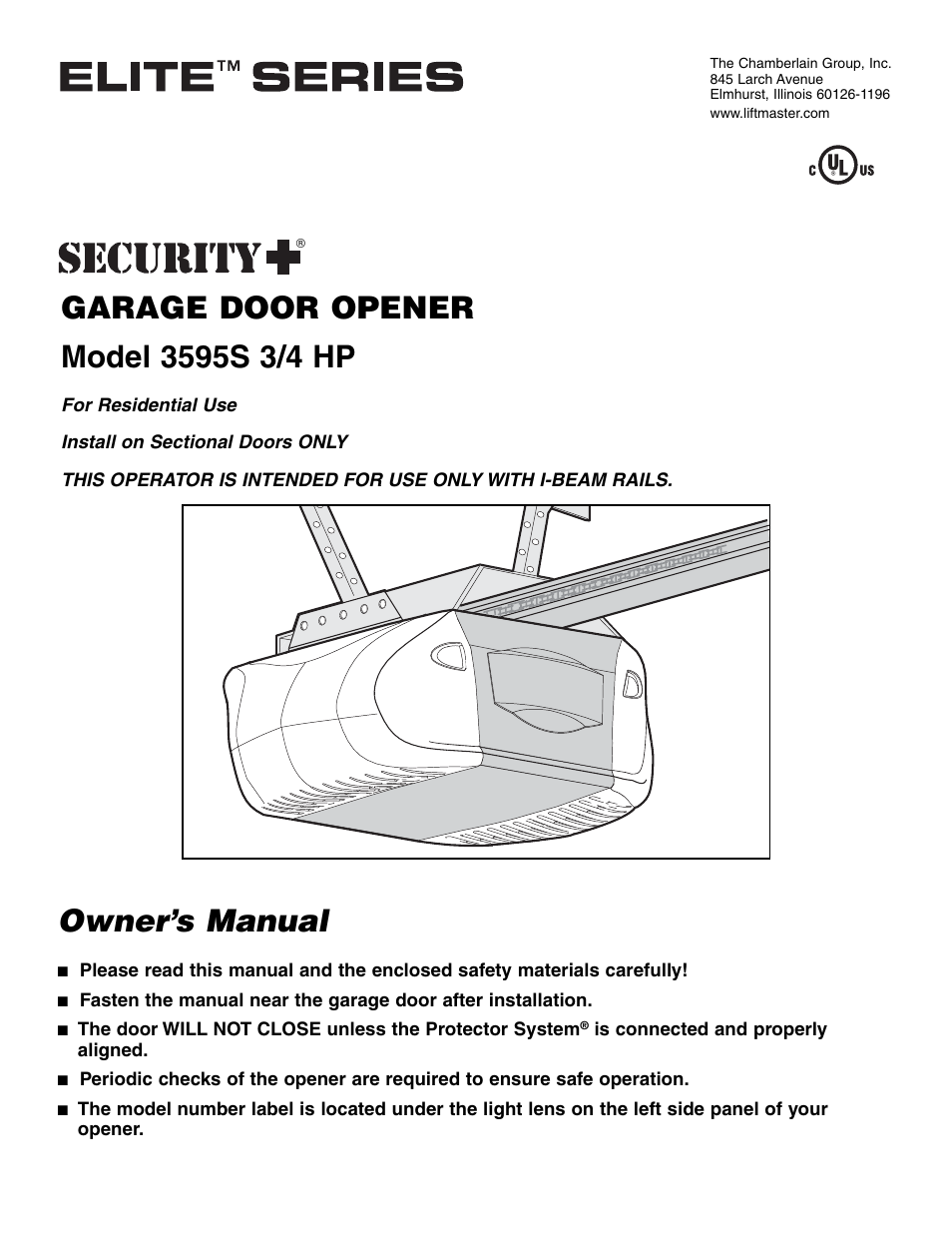 Chamberlain 3595S User Manual | 36 pages