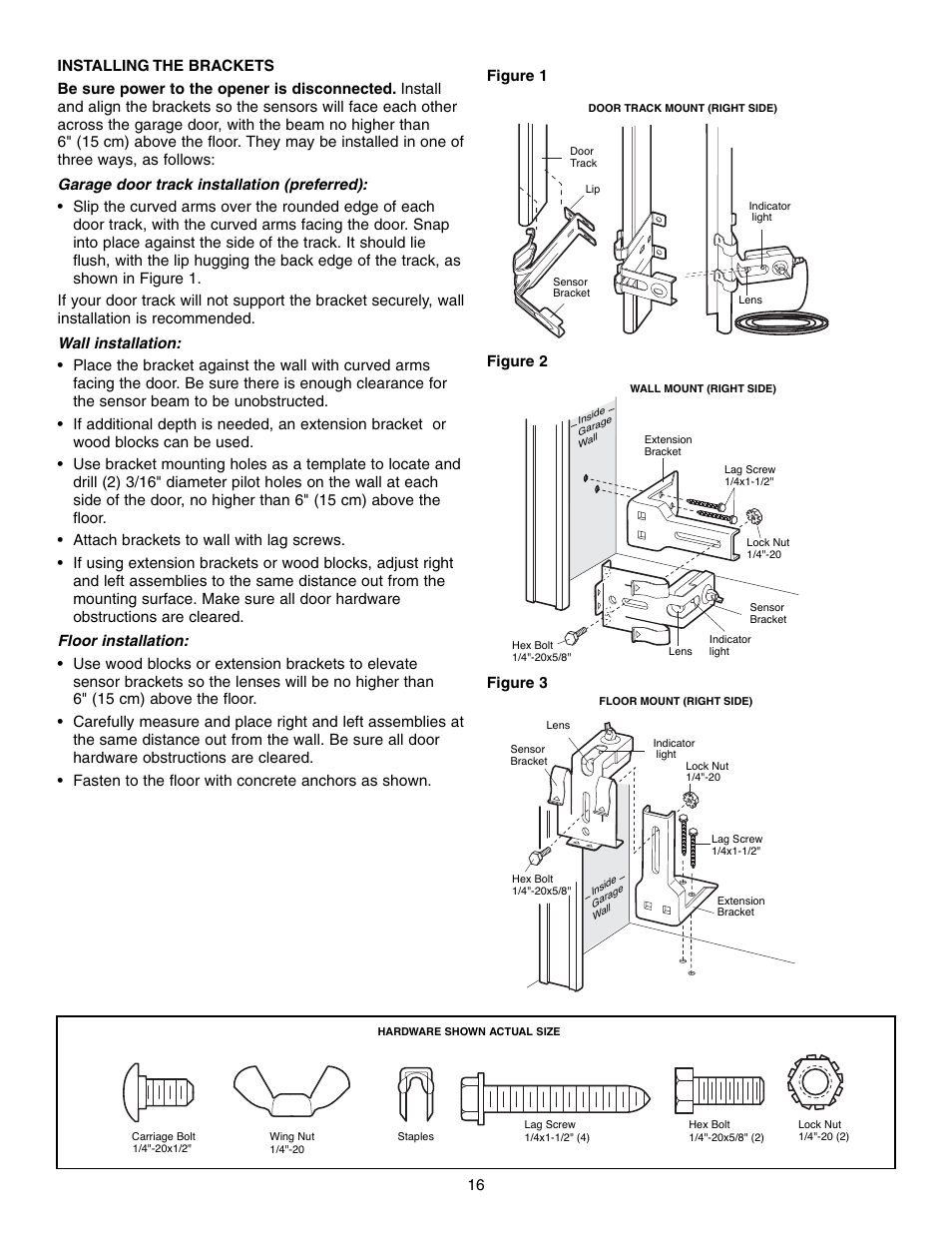 Installing the brackets | Chamberlain 3595S User Manual | Page 16 / 36