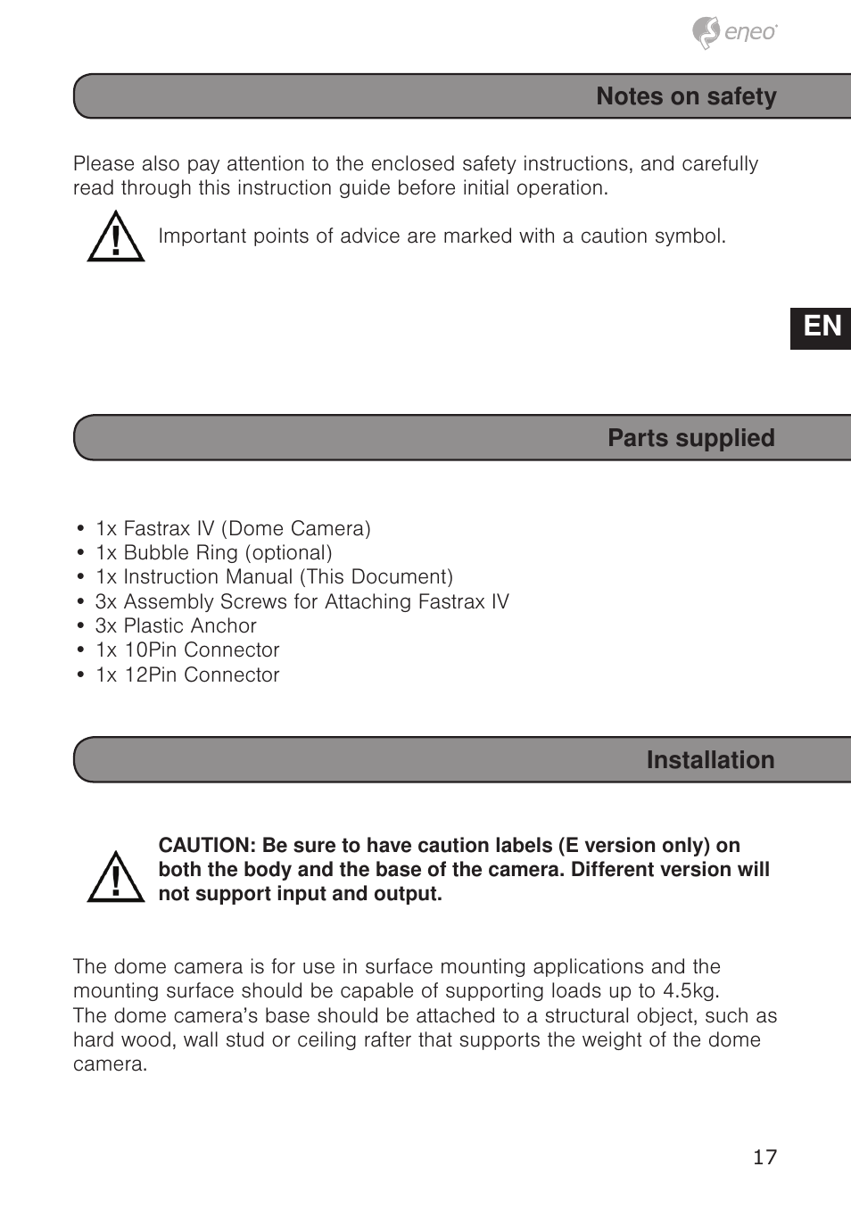 De en fr pl ru | Eneo EDC-4372 User Manual | Page 17 / 72