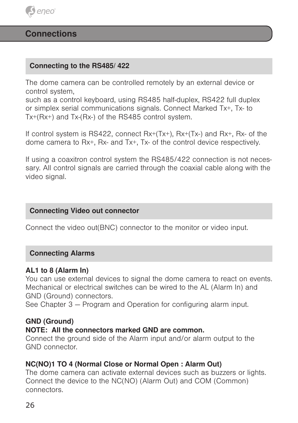 Connections | Eneo EDC-4372 User Manual | Page 26 / 72