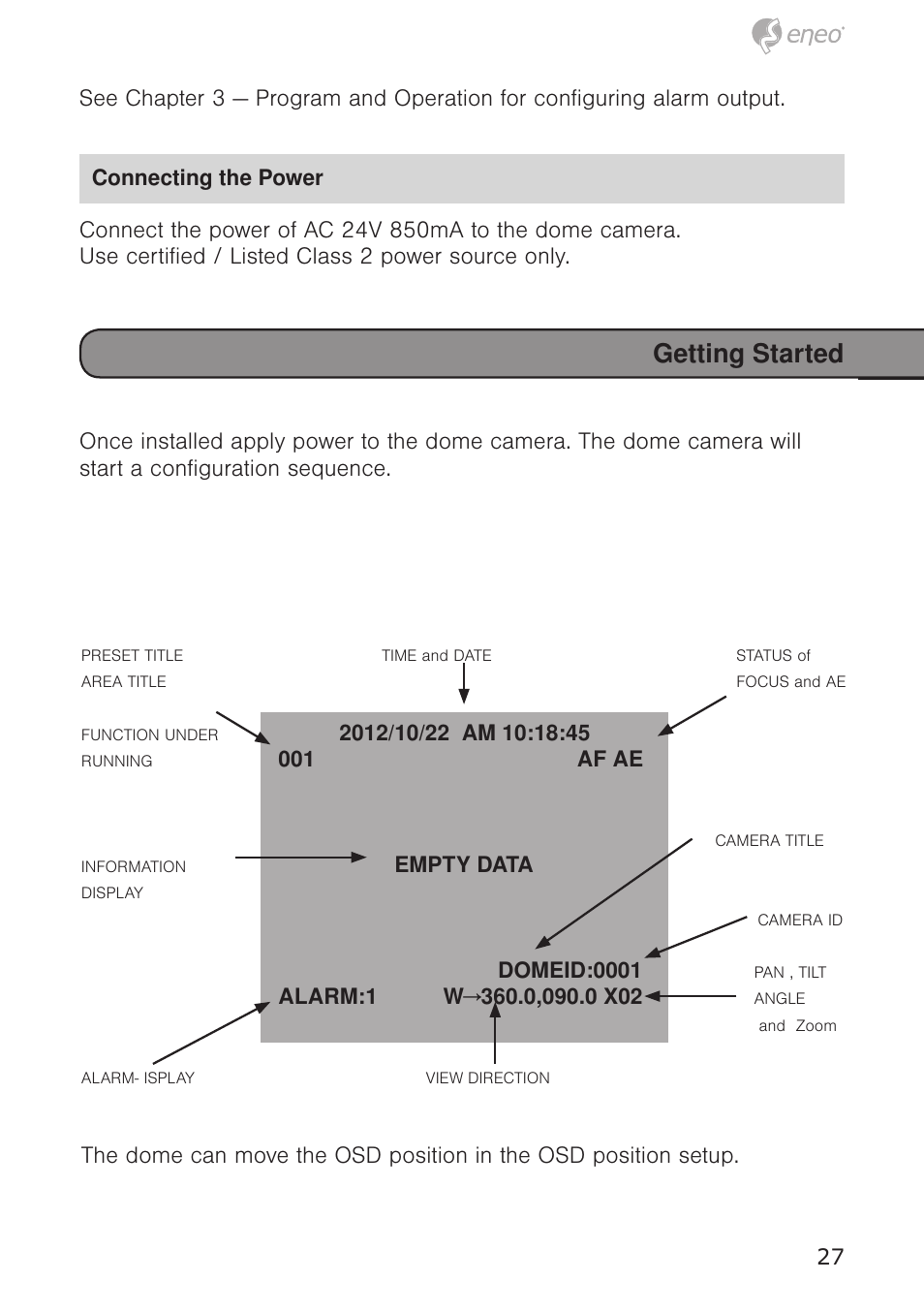 De en fr pl ru, Getting started | Eneo EDC-4372 User Manual | Page 27 / 72