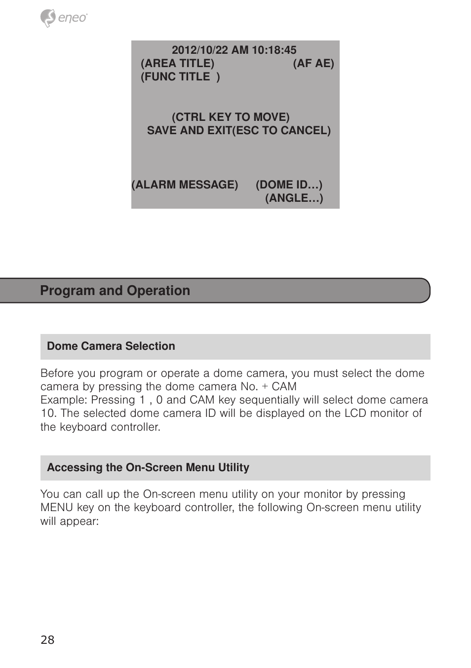 Program and operation | Eneo EDC-4372 User Manual | Page 28 / 72