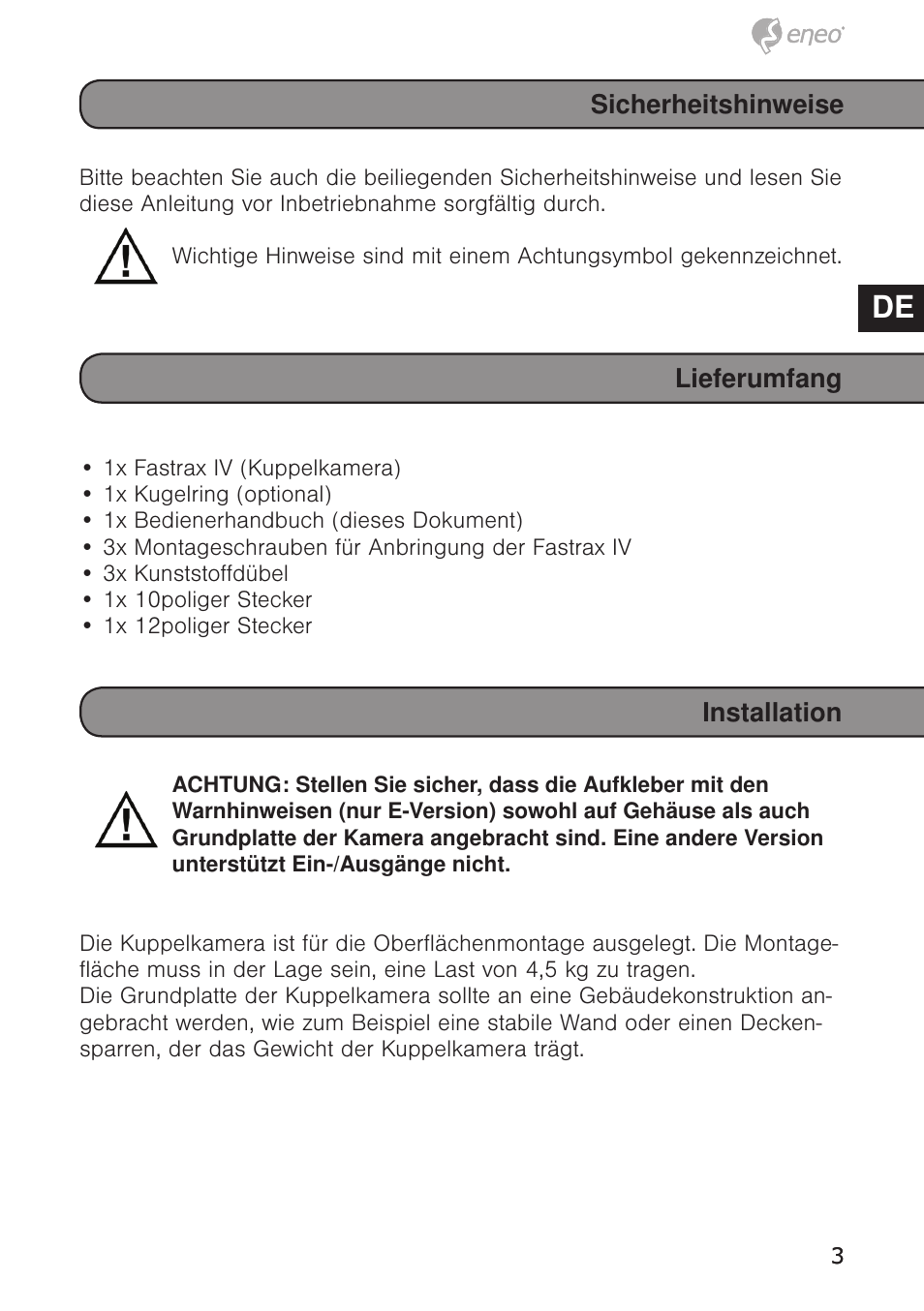 De en fr pl ru | Eneo EDC-4372 User Manual | Page 3 / 72