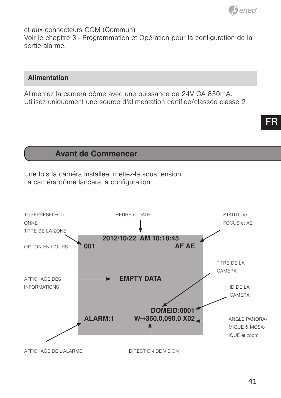 De en fr pl ru, Avant de commencer | Eneo EDC-4372 User Manual | Page 41 / 72