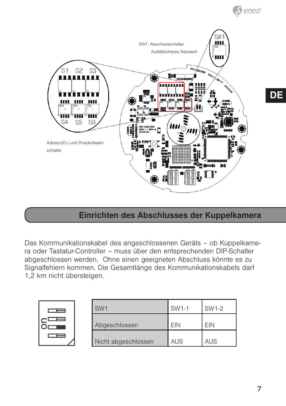 De en fr pl ru, Einrichten des abschlusses der kuppelkamera | Eneo EDC-4372 User Manual | Page 7 / 72