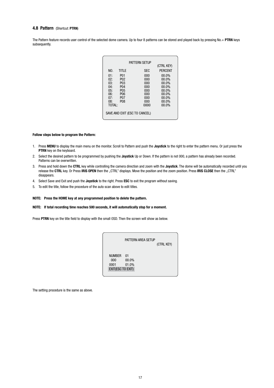 8 pattern | Eneo EDC-3371 User Manual | Page 17 / 36