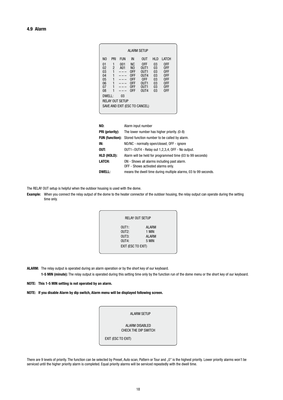 9 alarm | Eneo EDC-3371 User Manual | Page 18 / 36