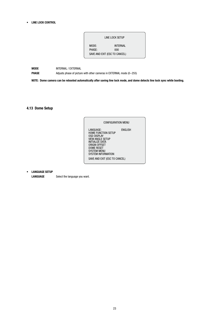 13 dome setup | Eneo EDC-3371 User Manual | Page 23 / 36