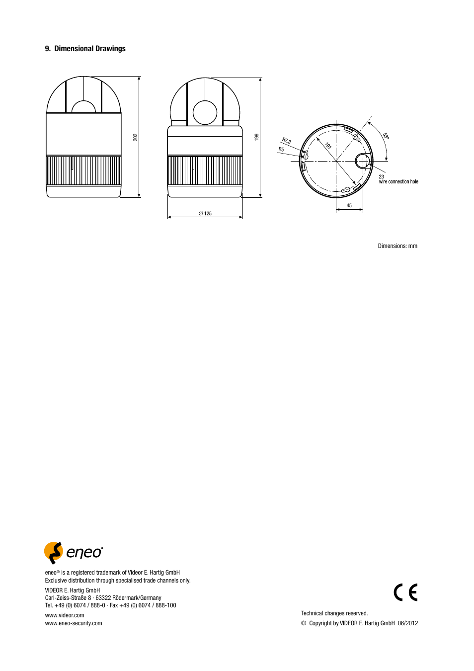 Dimensional drawings | Eneo EDC-3371 User Manual | Page 36 / 36