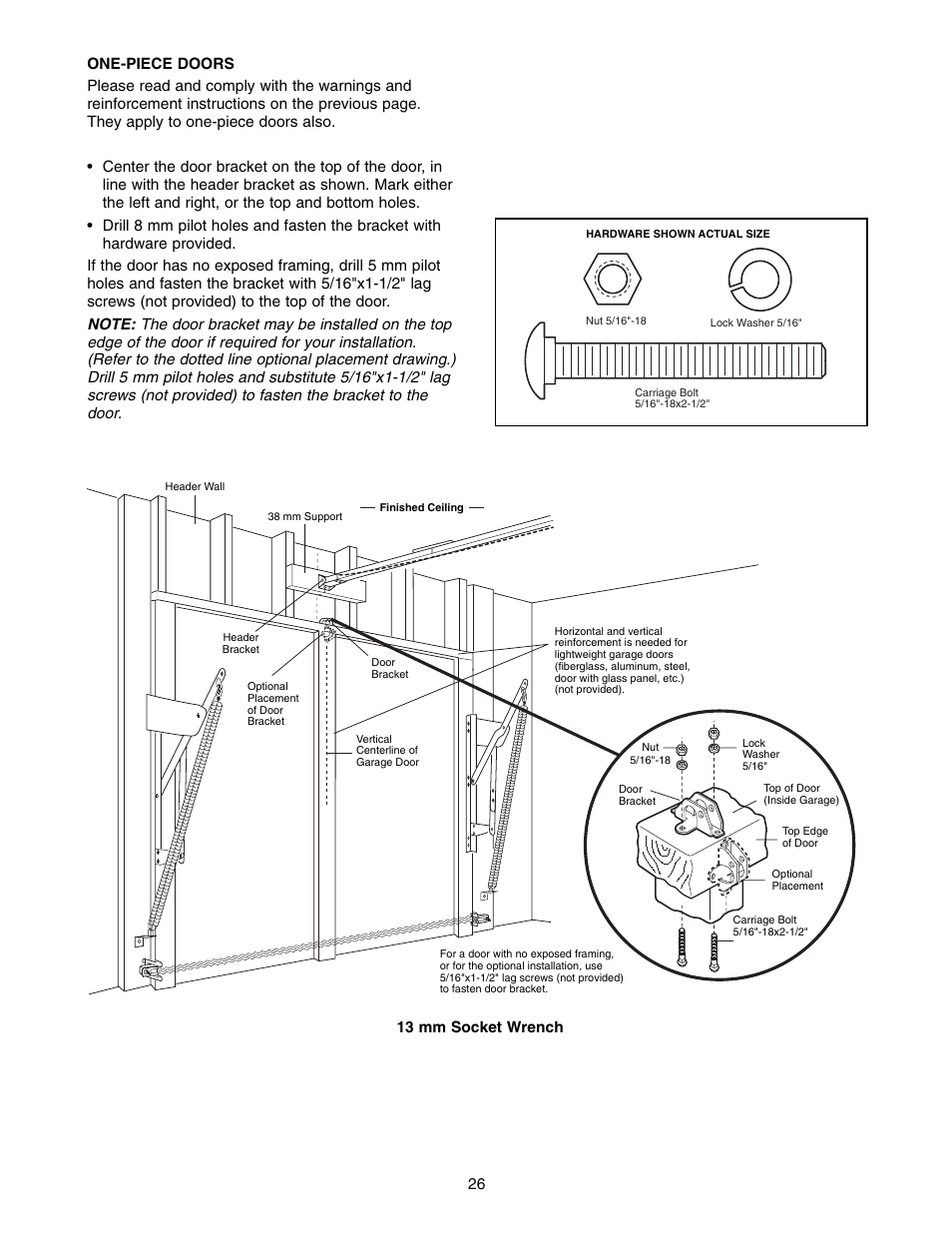 One-piece doors | Chamberlain 1215E FS2 User Manual | Page 26 / 80