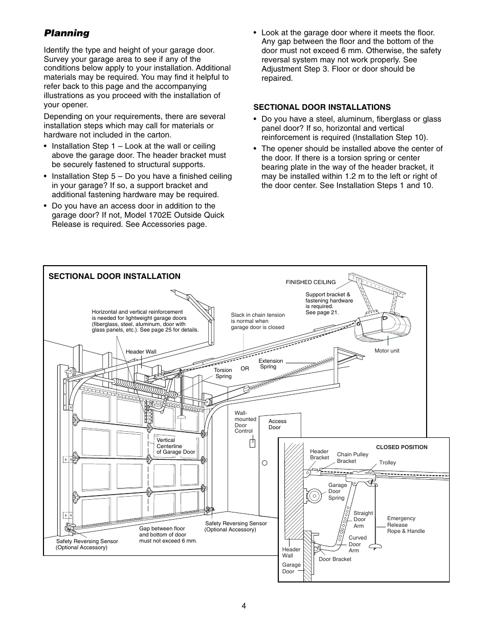 Planning | Chamberlain 1215E FS2 User Manual | Page 4 / 80