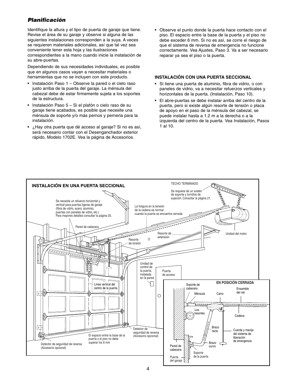 Planificación | Chamberlain 1215E FS2 User Manual | Page 44 / 80