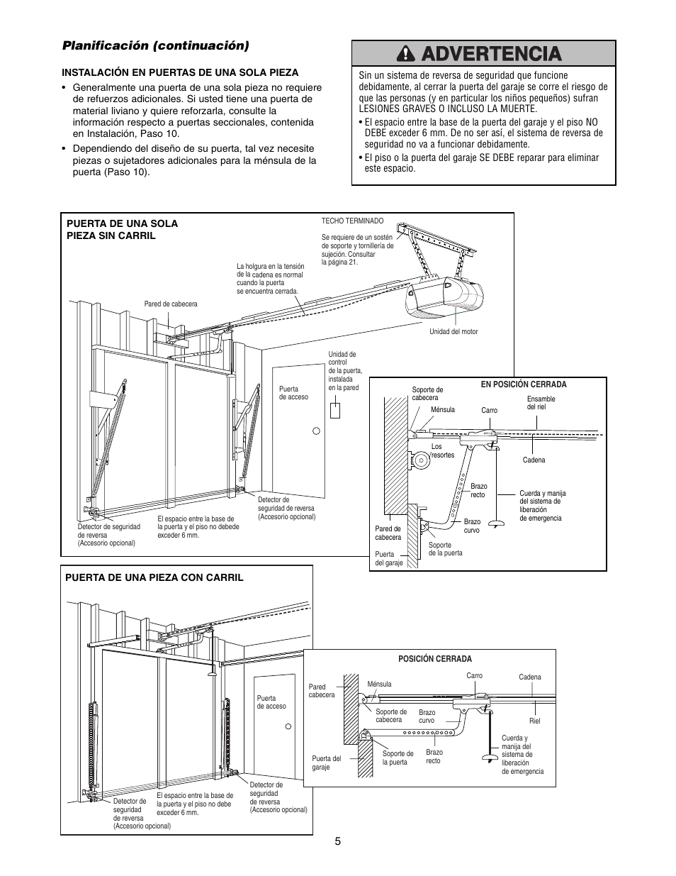 Planificación (continuación) | Chamberlain 1215E FS2 User Manual | Page 45 / 80