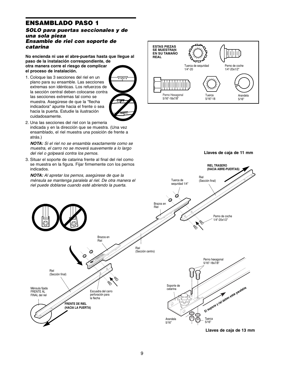 Ensamblado paso 1 | Chamberlain 1215E FS2 User Manual | Page 49 / 80