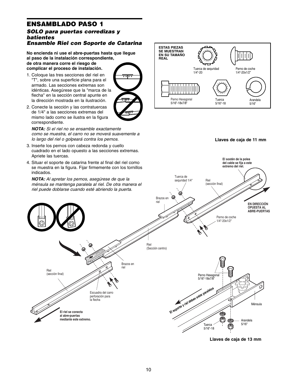 Ensamblado, Ensamblado paso 1 | Chamberlain 1215E FS2 User Manual | Page 50 / 80