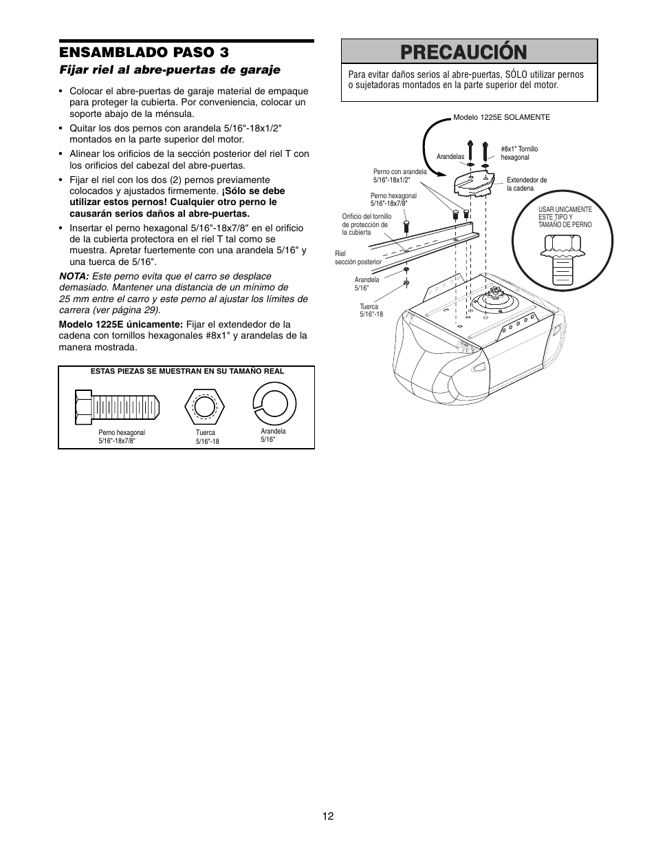 Ensamblado paso 3 | Chamberlain 1215E FS2 User Manual | Page 52 / 80