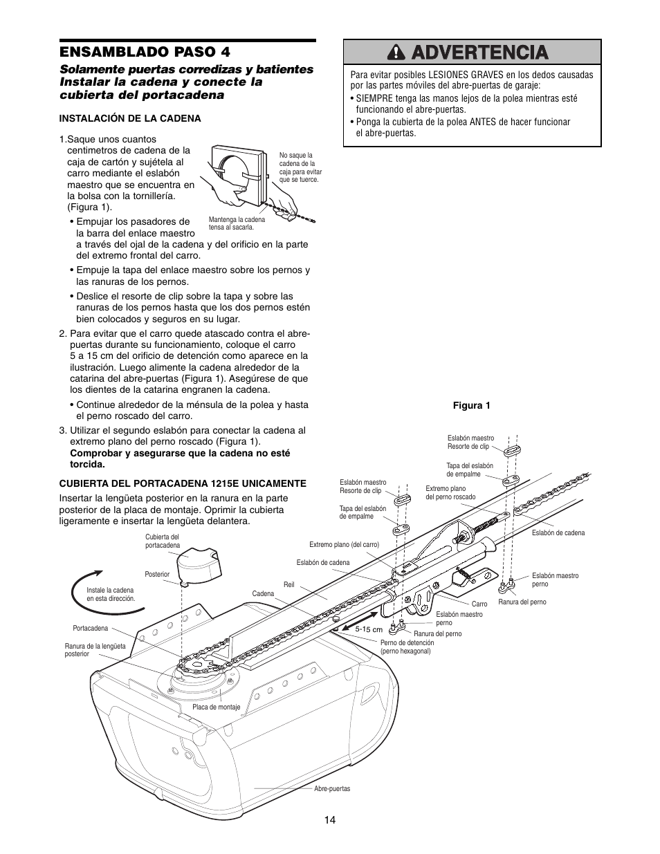 Ensamblado paso 4 | Chamberlain 1215E FS2 User Manual | Page 54 / 80