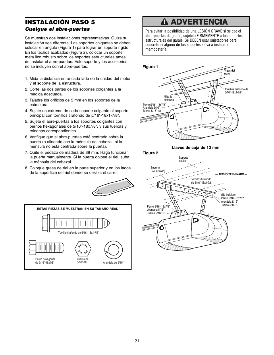 Instalación paso 5 | Chamberlain 1215E FS2 User Manual | Page 61 / 80