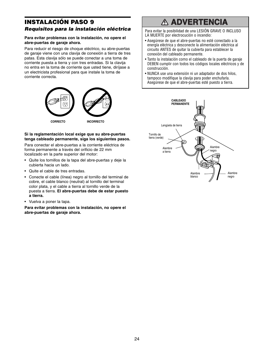 Instalación paso 9 | Chamberlain 1215E FS2 User Manual | Page 64 / 80