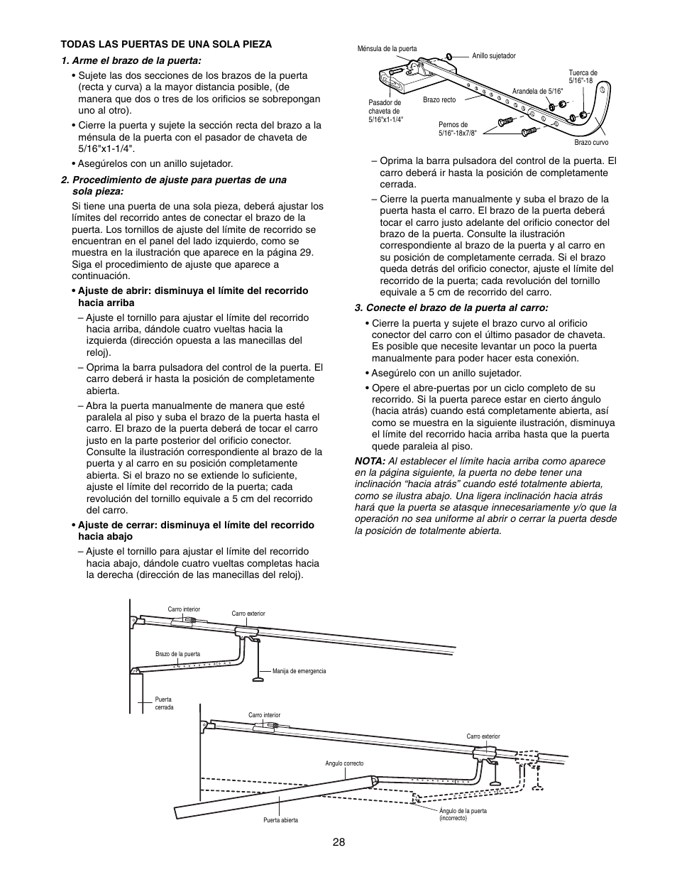 Todas las puertas de una sola pieza | Chamberlain 1215E FS2 User Manual | Page 68 / 80