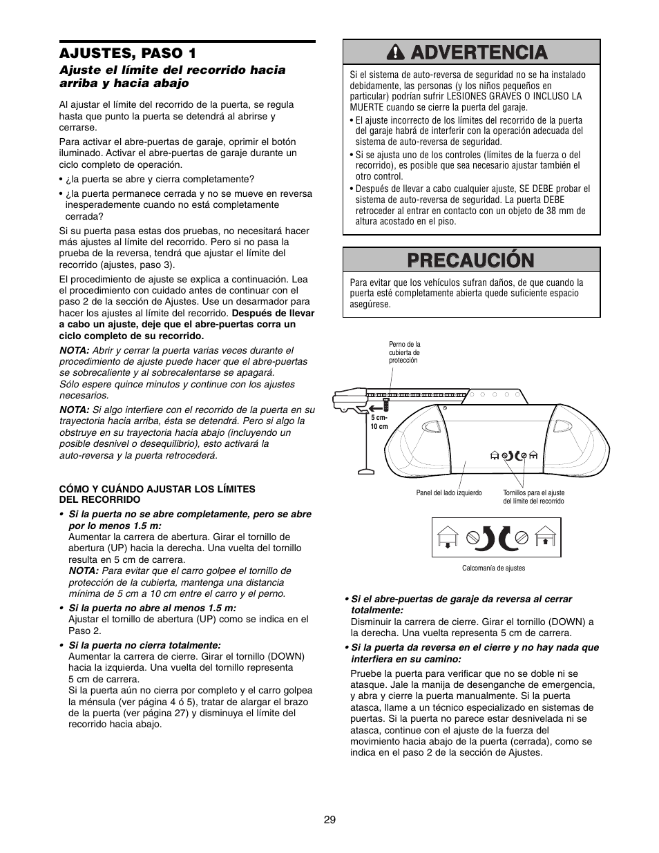 Ajustes | Chamberlain 1215E FS2 User Manual | Page 69 / 80