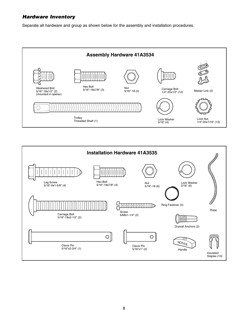 Hardware inventory | Chamberlain 1215E FS2 User Manual | Page 8 / 80