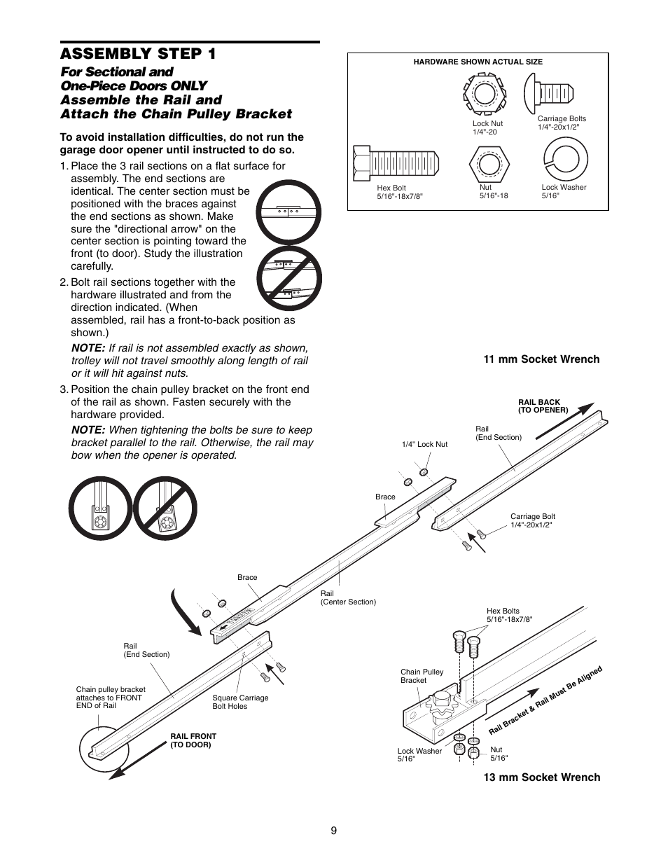 Assembly, Assembly step 1 | Chamberlain 1215E FS2 User Manual | Page 9 / 80
