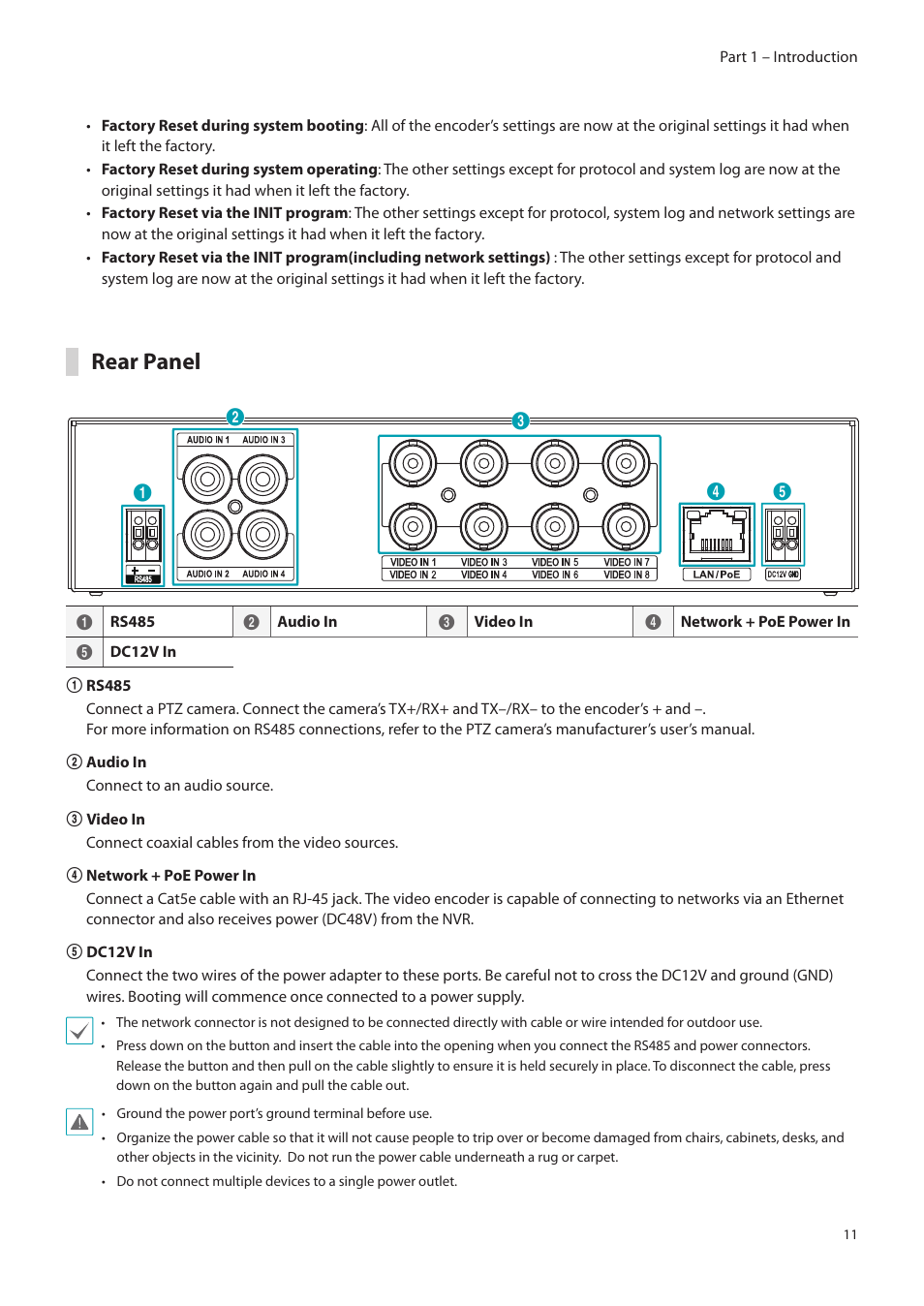 Rear panel | Eneo PLS-5304 User Manual | Page 11 / 34