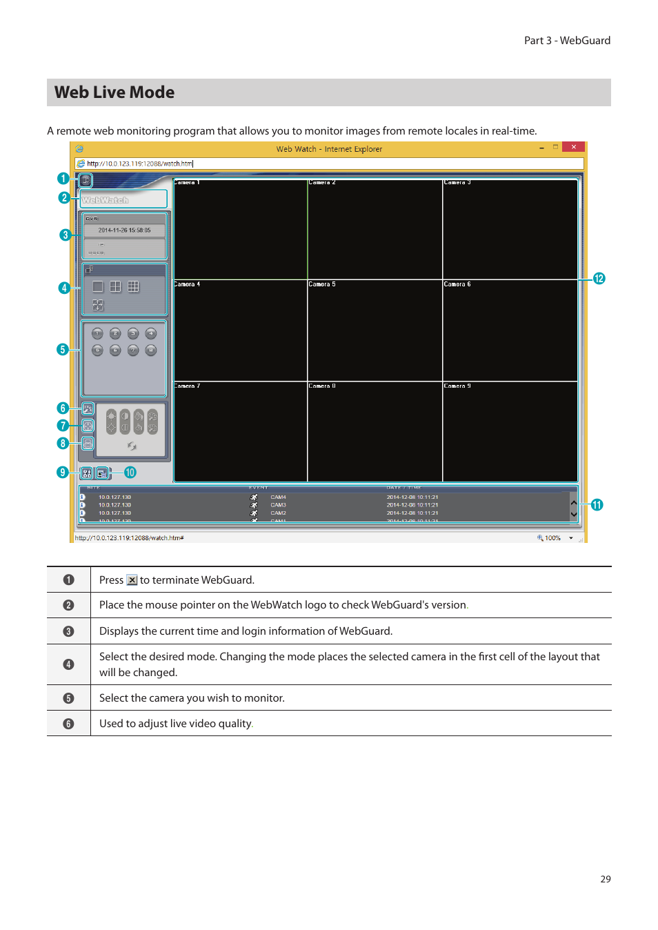 Web live mode | Eneo PLS-5304 User Manual | Page 29 / 34