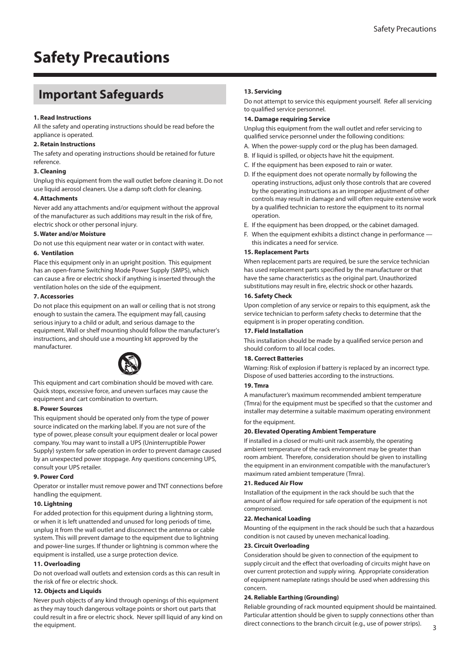 Safety precautions, Important safeguards | Eneo PLS-5304 User Manual | Page 3 / 34