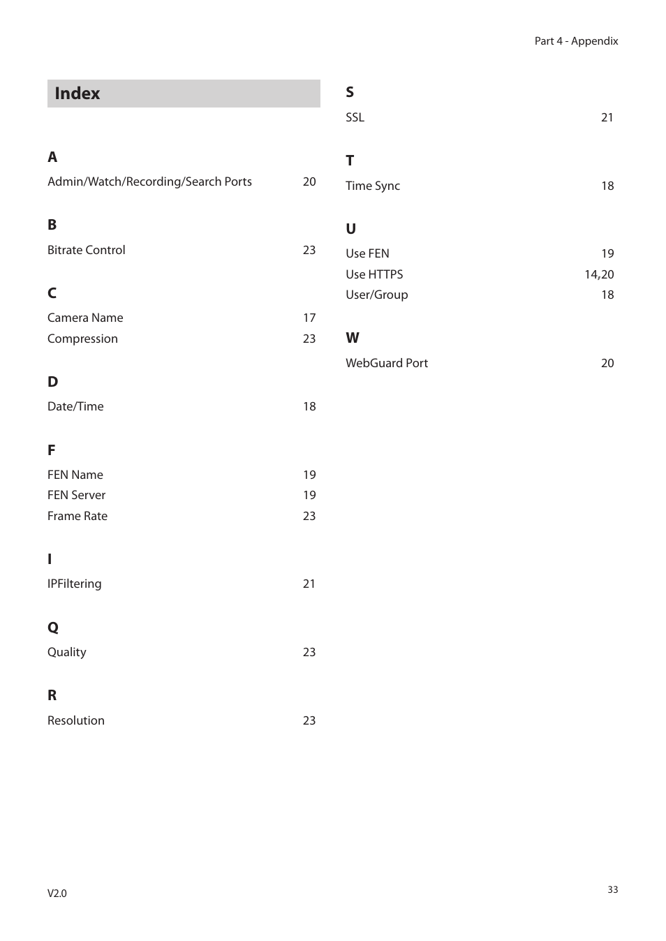 Index | Eneo PLS-5304 User Manual | Page 33 / 34