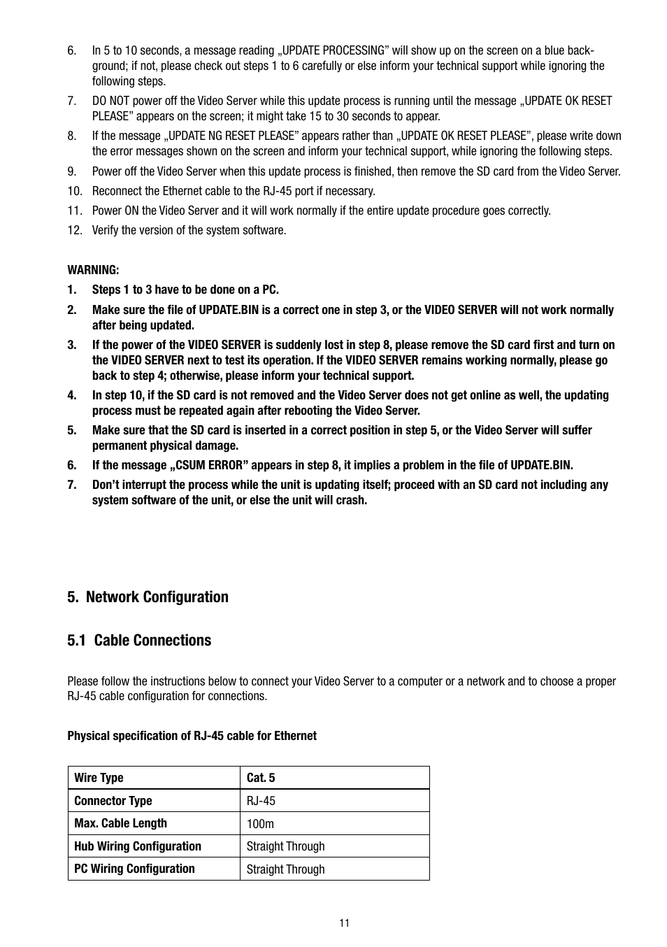 Network configuration 5.1 cable connections | Eneo GLS-2302H User Manual | Page 11 / 84