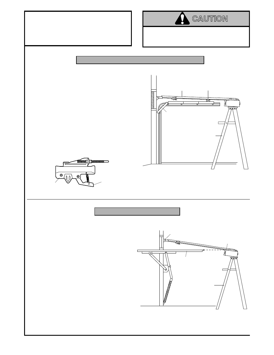 4) position the opener, Sectional door & one-piece door with track, One-piece door without track | Caution, Installation step 4, Position the opener | Chamberlain Series 1200 User Manual | Page 12 / 36