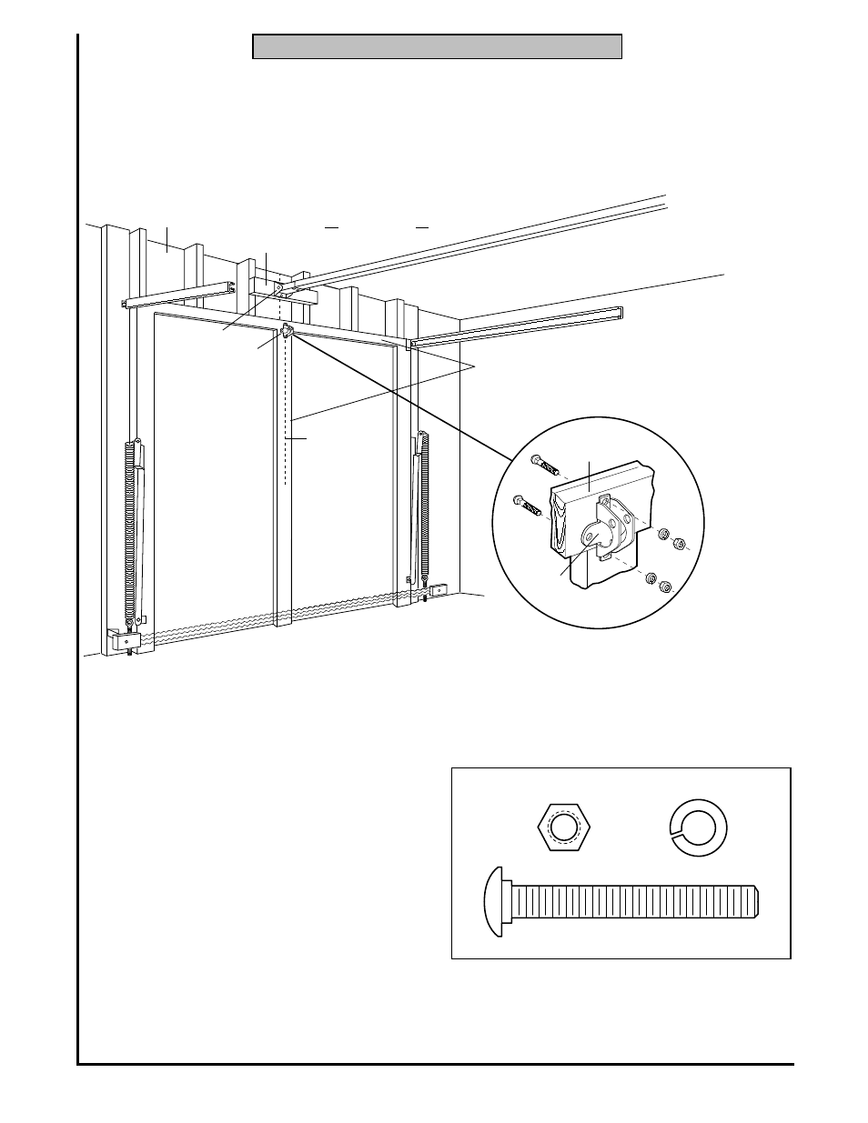 All one-piece door installation procedure, Door brkt 1-piece can, Hardware shown actual size | Chamberlain Series 1200 User Manual | Page 21 / 36