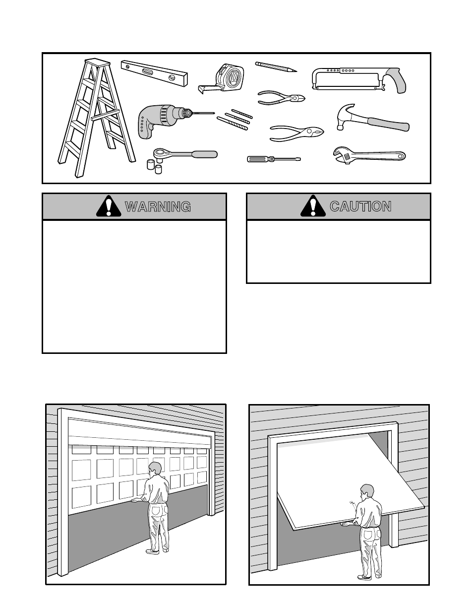 You'll need tools, Warning caution | Chamberlain Series 1200 User Manual | Page 3 / 36