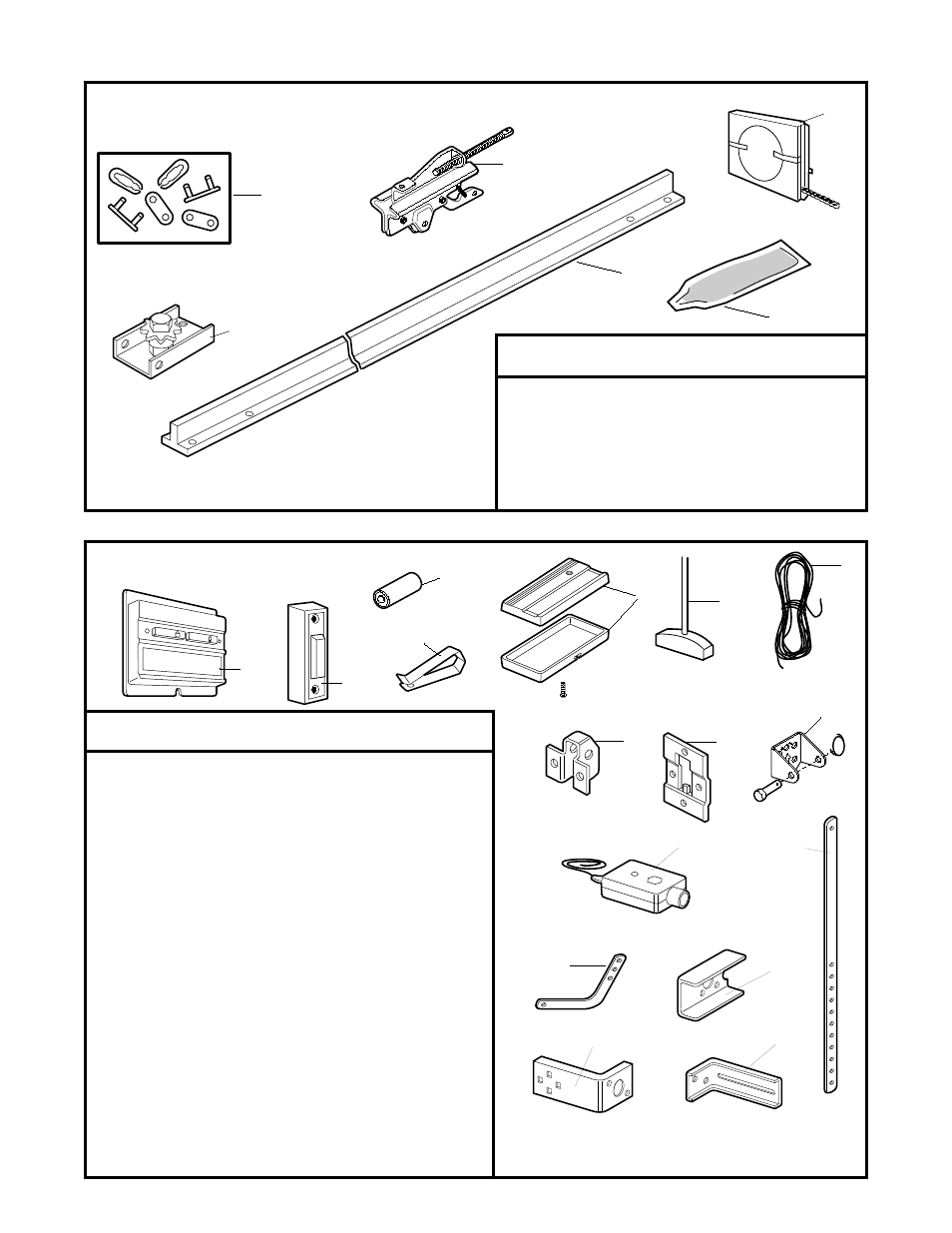 Repair parts, Rail assembly parts, Installation parts | 6rail assembly parts installation parts | Chamberlain Series 1200 User Manual | Page 32 / 36