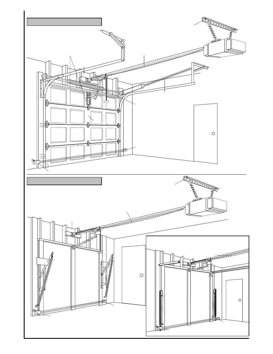 Sectional door installation, One-piece door installation | Chamberlain Series 1200 User Manual | Page 4 / 36