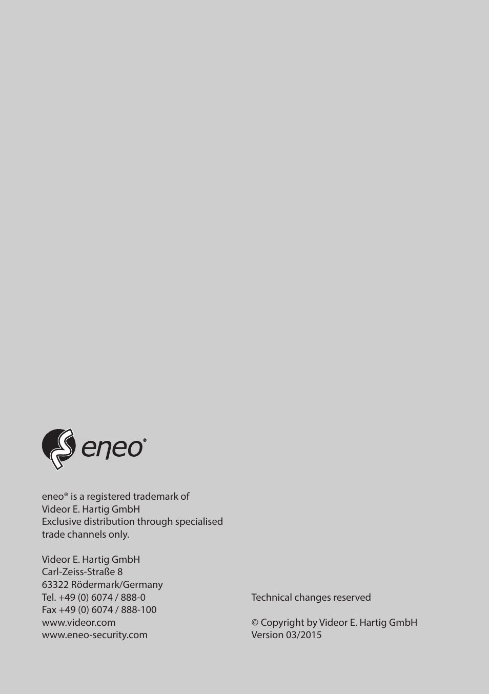 Eneo HDA-3000E User Manual | Page 8 / 8