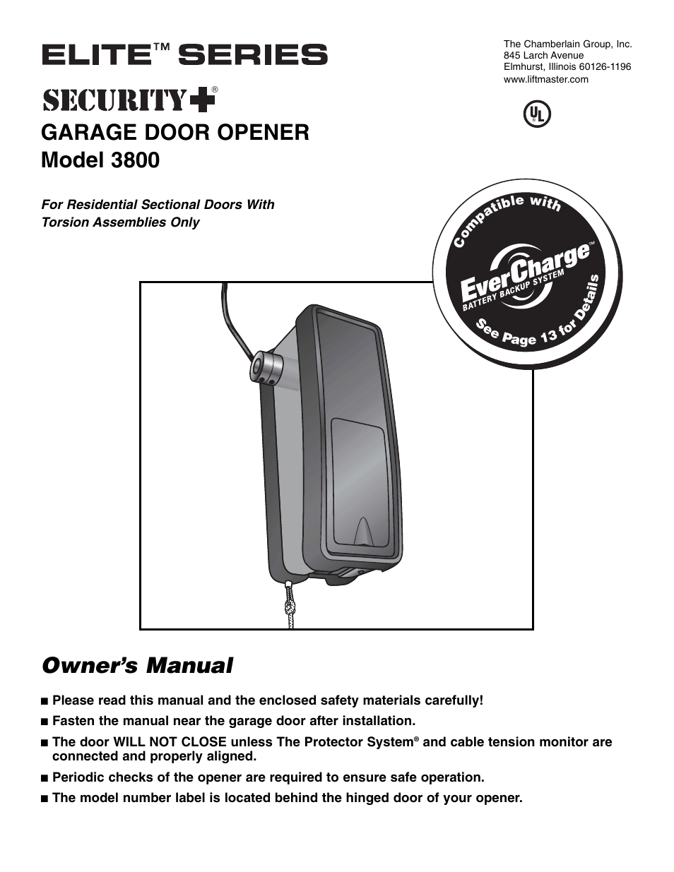 Chamberlain 3800 User Manual | 32 pages