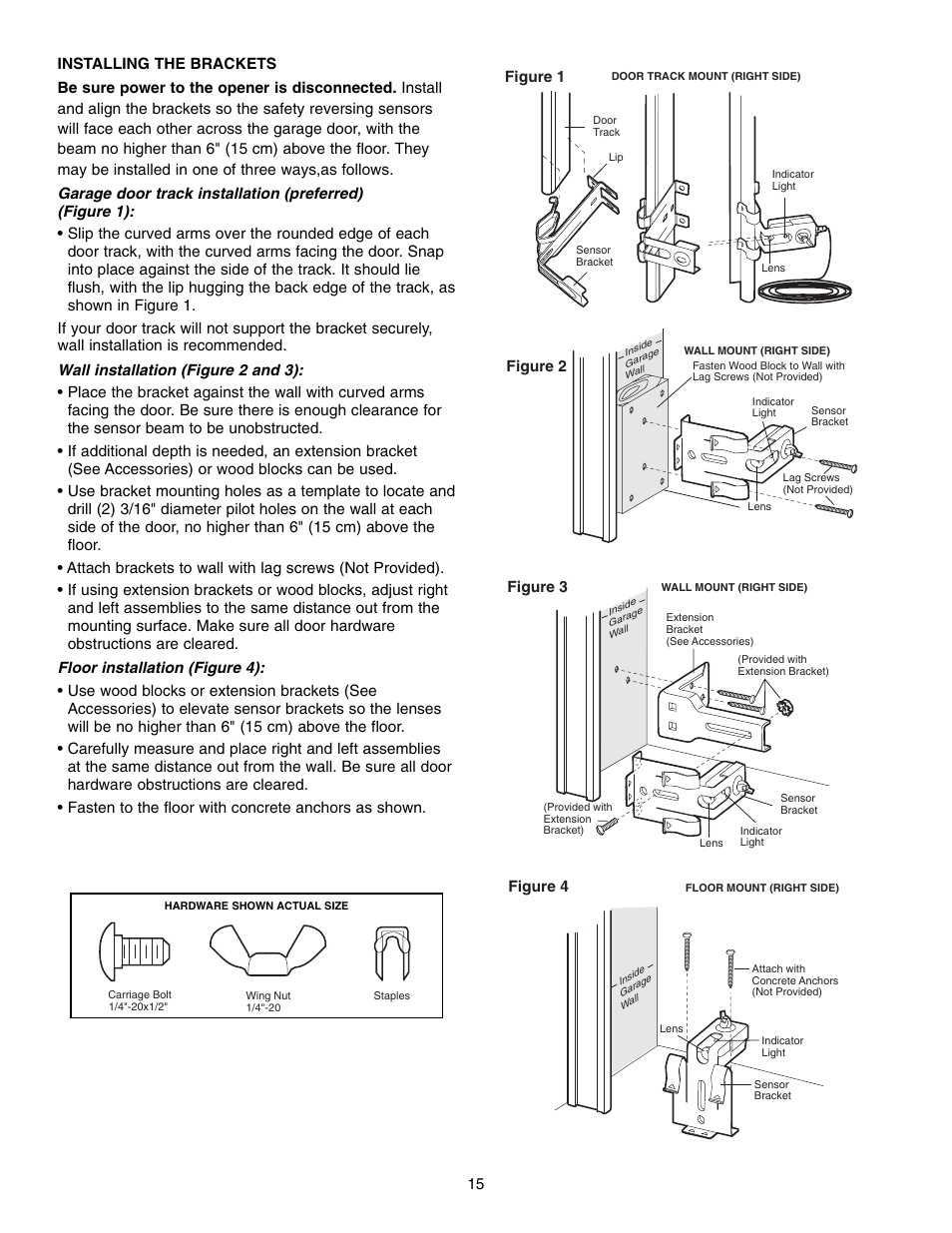 Installing the brackets | Chamberlain 3800 User Manual | Page 15 / 32