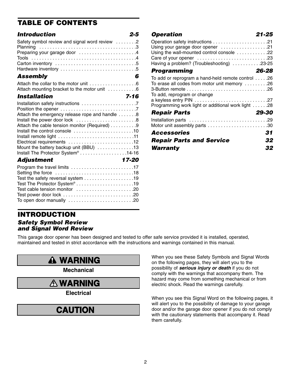 Chamberlain 3800 User Manual | Page 2 / 32