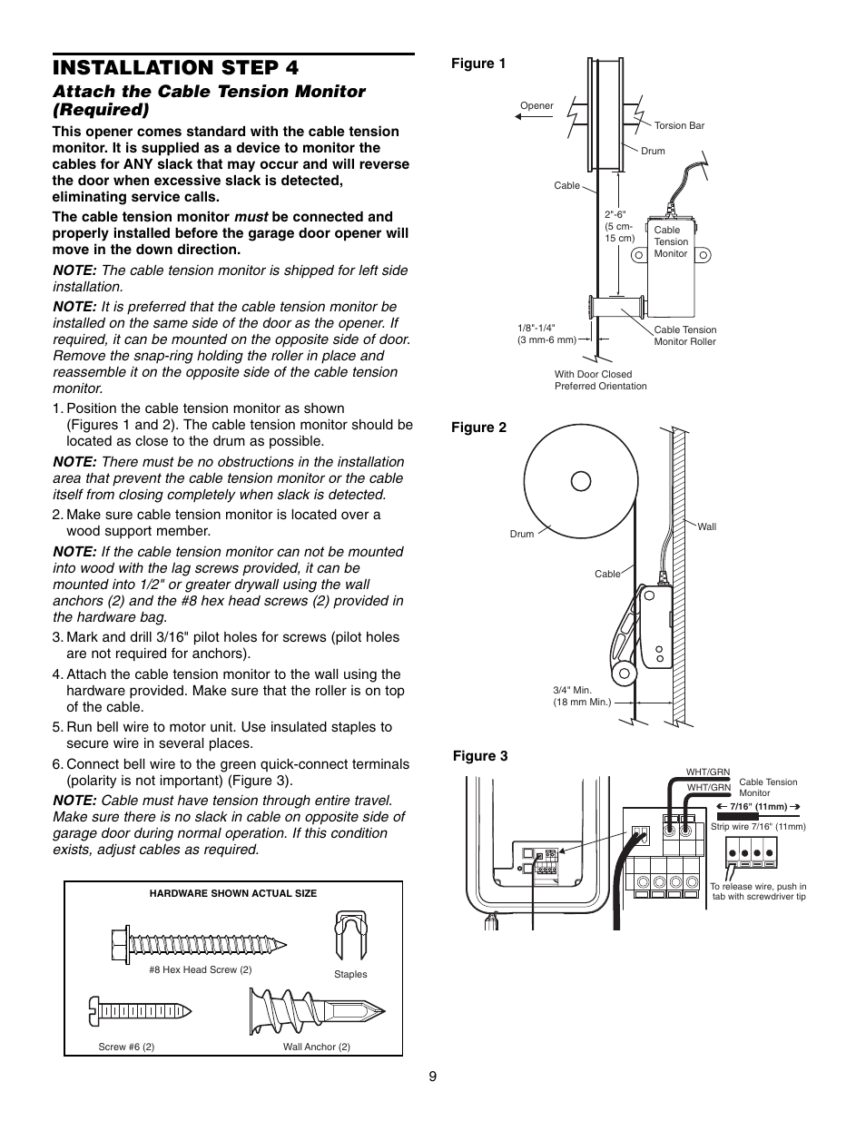 Step 4 attach the cable tension monitor (required), Installation step 4, Attach the cable tension monitor (required) | Chamberlain 3800 User Manual | Page 9 / 32