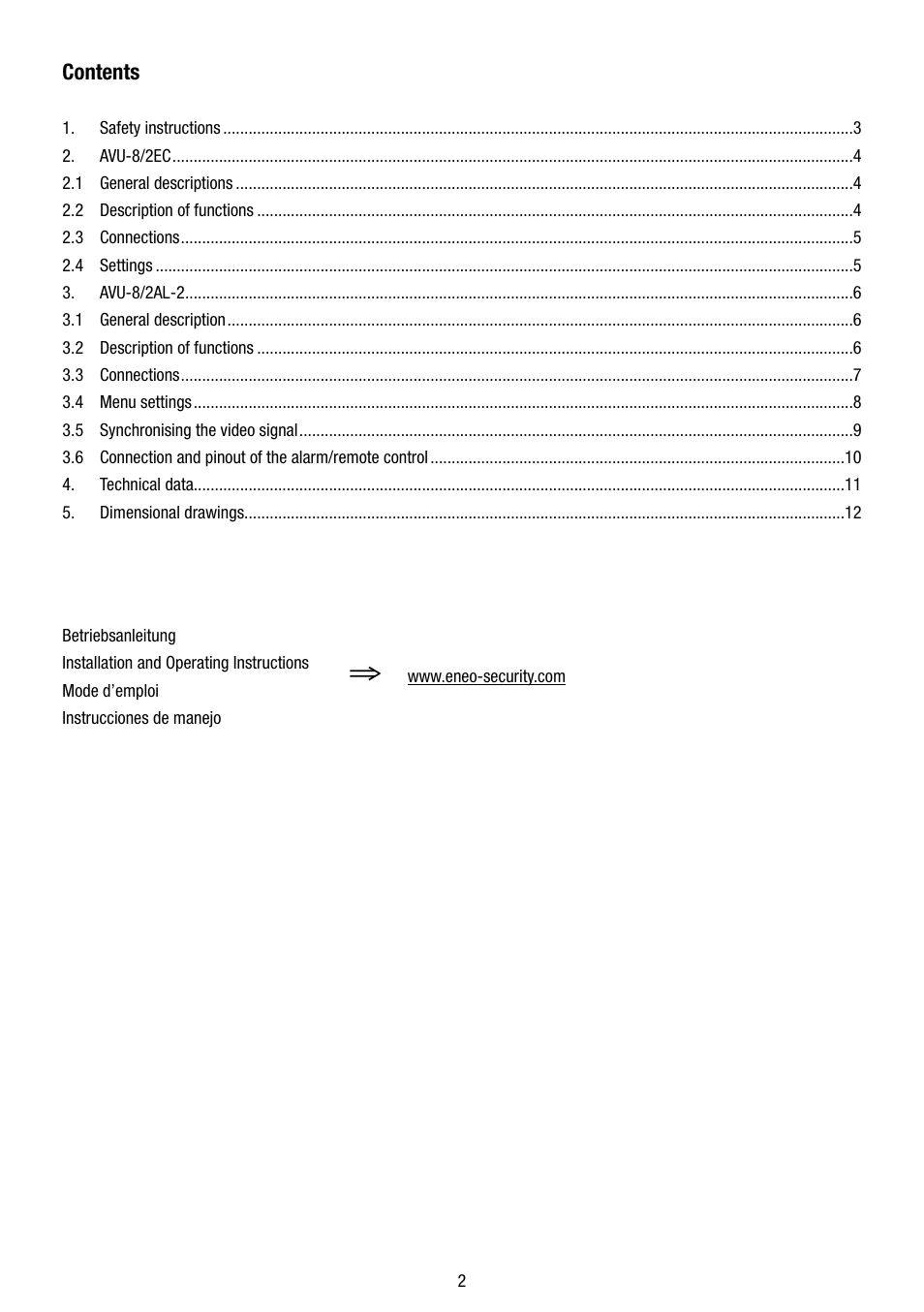 Eneo AVU-8/2EC User Manual | Page 2 / 12