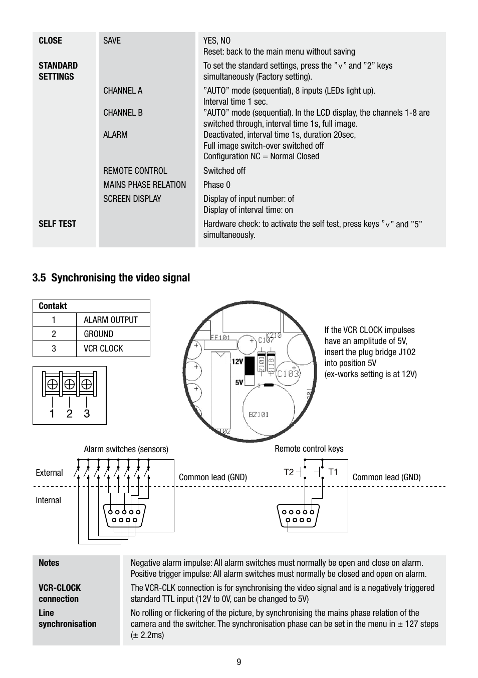 5 synchronising the video signal | Eneo AVU-8/2EC User Manual | Page 9 / 12