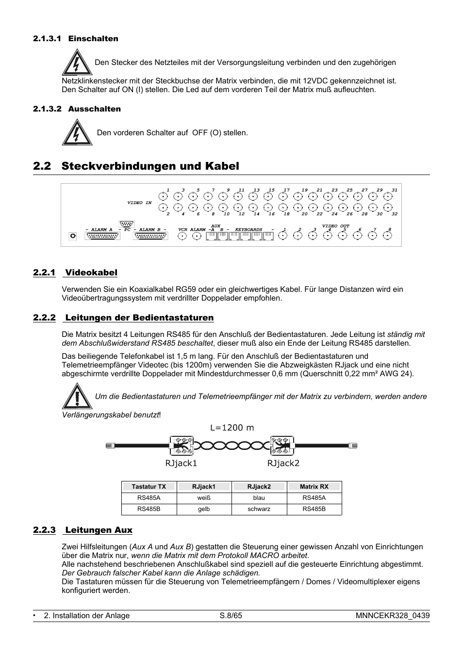 2 steckverbindungen und kabel | Eneo EKR-32/8 User Manual | Page 10 / 204