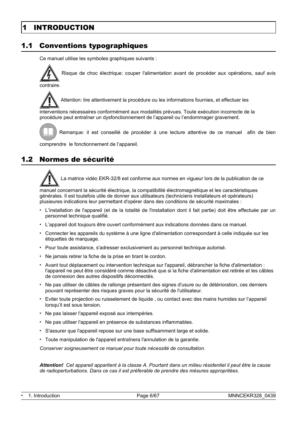 1 introduction 1.1 conventions typographiques, 2 normes de sécurité | Eneo EKR-32/8 User Manual | Page 140 / 204